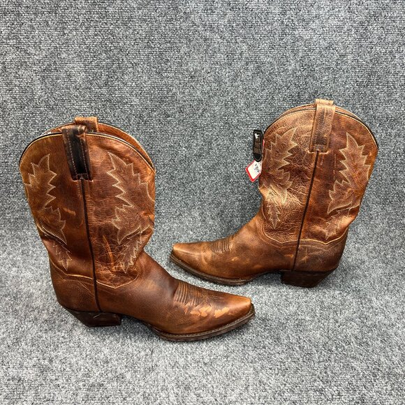 Dan Post Western Boots Women's Size 9 Brown Leather Snip Toe Cowboy Dancing Boot - Picture 9 of 16